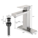 ZNTS Bathroom Faucet Single Hole, Single Handle Stainless Steel Faucet for Bathroom Sink with Deckplate W1224P195900