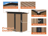 4.27FT x2.42FT Metal Garden Shed 5 X 3 FT Pent Roof with Hinge Door W2794P384275