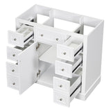 36" Bathroom Vanity without Sink, Cabinet Base Only, One Cabinet and Six Drawers, White WF306253AAK
