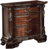 ZNTS Formal Traditional 1pc Nightstand Only Brown Cherry Solid wood 3-Drawers Intricate Accents Glides B011139600