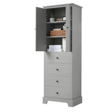 ZNTS Storage Cabinet with 2 Doors and 4 Drawers for Bathroom, Office, Adjustable Shelf, MDF Board with WF302825AAE