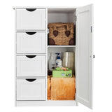 ZNTS Single Door Bathroom Storage Cabinet with 4 Drawers White 89838254