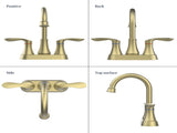 Bathroom Faucet Brushed Gold with Pop-up Drain & Supply Hoses 2-Handle 360 Degree High Arc Swivel 65191981