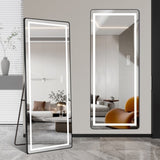 64 inch x 21 inch full-length vertical mirror with LED light, illuminated floor mirror with bracket, W2709P305306