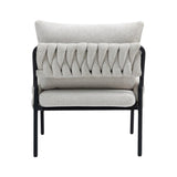 Modern Accent Lounge Chair with Braided Upholstery and Metal Frame, Comfortable Armchair for Living 89231401