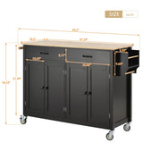 Kitchen Island Cart with Solid Wood Top and Locking Wheels,54.3 Inch Width,4 Door Cabinet and Two WF286911AAB
