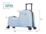 22 Inch Ride-on Suitcase for Kids & Teens, Toddler Travel Luggage with Seat, Spinner Wheels, Safety 00104329