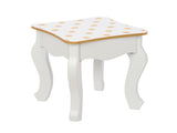 Three Fold Mirror Single Drawing Curved Foot Children Dressing Table Yellow Dots 13820391