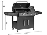 46,000 BTU Gas with Side Burner, 31 Burner Stand-Up Black Iron BBQ, Porcelain Enamel 32776073