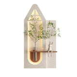 Adjustable 3-Color LED Sandstone Wall Decor with Simulated Green Plants - 3D Art Sculpture, Glass W2700P313032