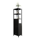 BLACK Storage Tall Slim with Shutter Door and 3 Tier Shelves, Freestanding Linen Tower W2207P272658