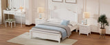 Full Size Wood Platform Bed Frame,Retro Style Platform Bed with Wooden Slat Support,White WF308186AAK