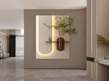 Adjustable 3-Color LED Sandstone Wall Decor with Simulated Green Plants - 3D Art Sculpture, Glass W2700P313029