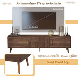 Mid Century TV Stand 2 Drawers, Media Console Table for TVs up to 80'', Entertainment Center 00458005