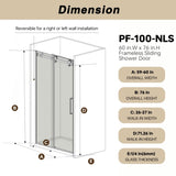 Frameless Single sliding shower door 56-60 "W x 76" H, 1/4 " Clear Tempered Glass, Explosion W1675P307004