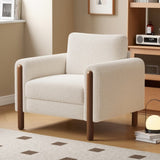 Oversized Accent Chair, Upholstered Living Room Chairs Single Sofa Chair with Walnut Legs, Curved N765P189679W