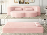 Modern Floor Sofa with 2 Pillows,Convertible Plush Corduroy Foam-Filled Sleeper Sofa Bed,15" Full 25383023