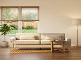 FX-P18-BEModern Beige Sofa Couch for Living Room, 85.83" Upholstered 3-Seater Sofa with Metal W57649843