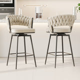 360&degSwivel Bar Chairs set of 2, equipped with soft cushioned backrest counter stool, metal leg W1727P234203