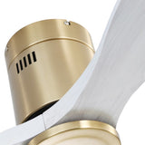 52 Inch Low Profile Ceiling Fan DC 3 Solid Wood Fan Blade Noiseless Reversible Motor Remote Control W934107777