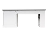 55" Modern Fluted Office Desk with Storage Cabinet & Drawers, Computer Writing Desk with Power 60780719