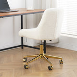 Modern teddy fleece fabric with gold legs living room furniture dining chair, soft and comfortable, W210127514