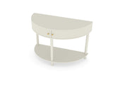 Artisan-Crafted Wave-Pattern Demi-Lune Console Table with Creamy White Finish,Unique Half Moon 23846841