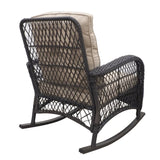 3 Pieces Conversation Set, Outdoor Wicker Rocker Patio Bistro Set, Rocking Chair with Glass Top Side W2749P185869