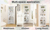 Corner Storage Cabinet, 63.3" Tall Freestanding Bookcase with Doors & Adjustable Shelves, 5-Tier 54814109