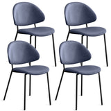 Set of 4 Upholstered PU Leather Dining Chairs Mid-Century Modern Dining Chairs with Curved Backrest W3010P291313