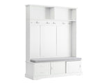 ON-TREND Elegant Hall Tree with Sliding Doors, Versatile Coat Rack with 6 Silvery Hooks & Handles, N721P205787K