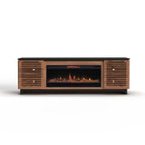 86 inch Fireplace TV Stand Console for TVs up to 100 inches, Minimal Assembly, Black with Bourbon B108P160228