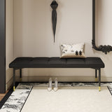 59*17 Inch Multifunctional Black Shoe Bench - Faux PU Cushion, Sturdy Metal Legs With Gold W1512P355084