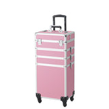 ZNTS 4-in-1 Draw-bar Style Interchangeable Aluminum Rolling Makeup Case Pink 73553881