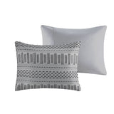 Cotton Jacquard Comforter Mini Set Grey/Black Full/Queen B035128809