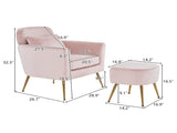 Half Disassembled Single Chair With Gold Feet And Pedals Flannelette Indoor Leisure Chair Pink 19870933