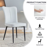 Modern minimalist dining chairs and office chairs. 2-piece set of light gray PU seats with black W1151116749