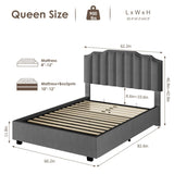 ZNTS LIFT UP QUEEN SIZE BED VELVET GREY 38452624