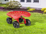 360&deg Garden Rolling Workseat with Swivel Seat and Adjustable Height-Red 53694897