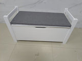 Kids Toy Box Chest, White Rubber Wood Toy Box for Boys Girls, Large Storage Cabinet with Cushion W808P166755