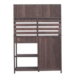 Brown Fir Wood Potting Bench - 5-Drawer Garden Workstation with Slatted Back Panel & Storage Cabinet N769P282380B