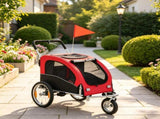 Red 2 in 1 Dog Bike Trailer Foldable Pet Stroller with Suspension, for Medium Dogs Outdoor Cycling 79931247