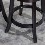 30" Bar Height Slat Back Swivel Stool, Espresso Finish, Beige Fabric Seat B04660689