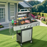 ZNTS 3-Burner Propane Gas BBQ Grill with Side Burner, 37230BTU Output With Enameled Cast Iron Cooking W2938P208382