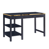 ZNTS Elegant Black & Gold Office Desk with Two Drawer, Two Bottom Storage Shelves B107130880