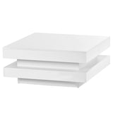 ON-TREND High Gloss Minimalist Design with LED Lights, 2-Tier Square Coffee Table, Center Table for WF295997AAK