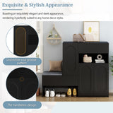 ON-TREND Elegant 2-in-1 Shoe Cabinets with Soft Cushion, Modern Storage Bench with Arched Doors & N721P245716B