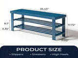 35.43"*11.02"*17.72" 3-Tier Bamboo Shoe Rack Blue 11763919