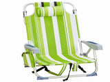 5-Position Folding Beach Chair for Adults with Headrest, Cup Holder, Cooler Bag, Shoulder Strap, 00511748