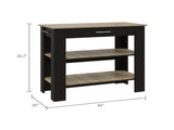 Kitchen Island 37" H, Two Open Storage Shelves, One Drawer, Four Legs,Towel Hanger, Black / Light B097132959